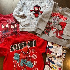 Marvel Spider-Man Toddler Bundle 4T Boys Shirts Sweatshirt Pajamas Lot